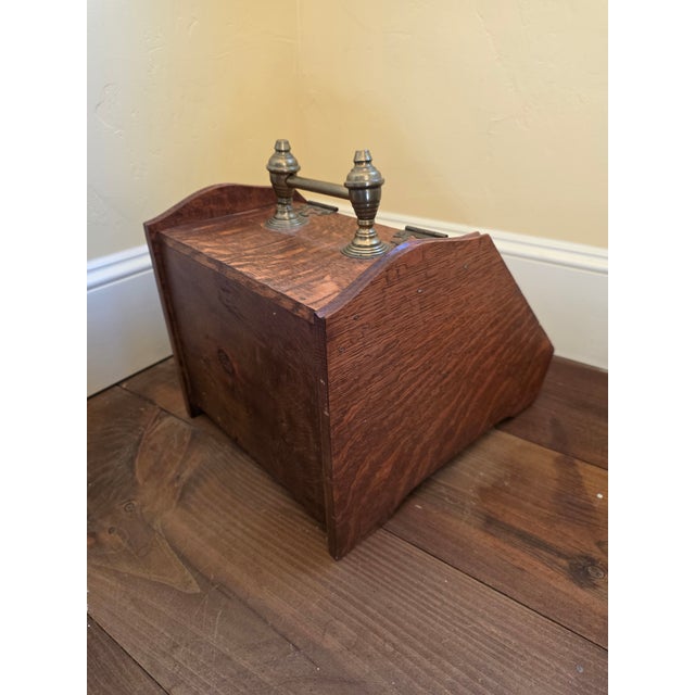 Victorian Antique Oak and Brass Coal Scuttle For Sale - Image 3 of 10