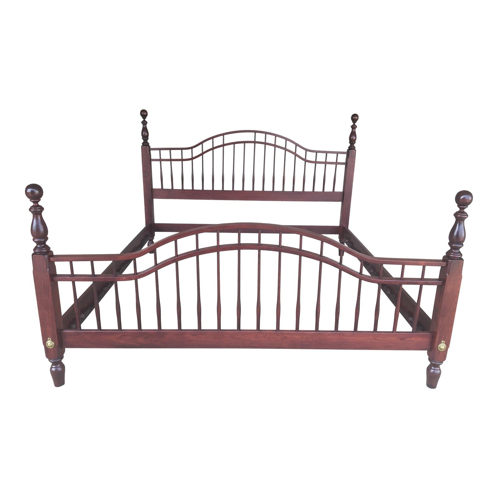 Colonial Furniture Cherry Cottage Style Spindle Cannonball King Size Bed Frame | Chairish