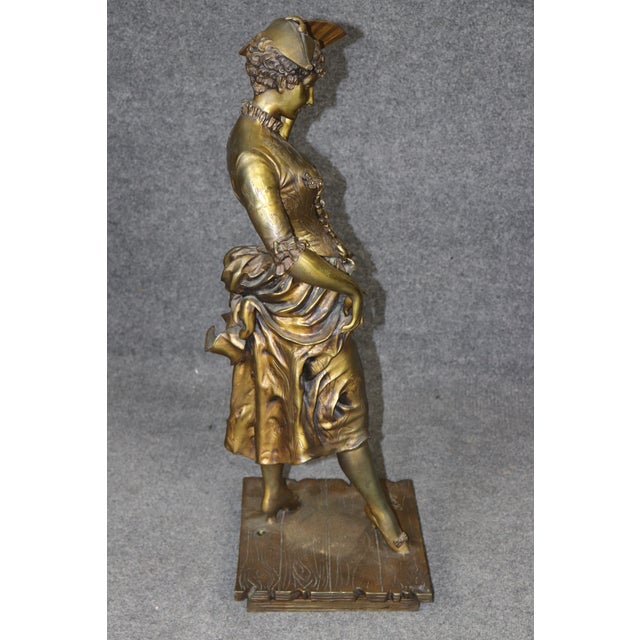 19th C. Large Belle Epoque Bronze Statue of Lady With Fan Signed Paul Dubois For Sale In Philadelphia - Image 6 of 13
