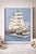 A beautifully executed vintage hand-stitched nautical artwork, featuring a classic tall ship navigating textured ocean...