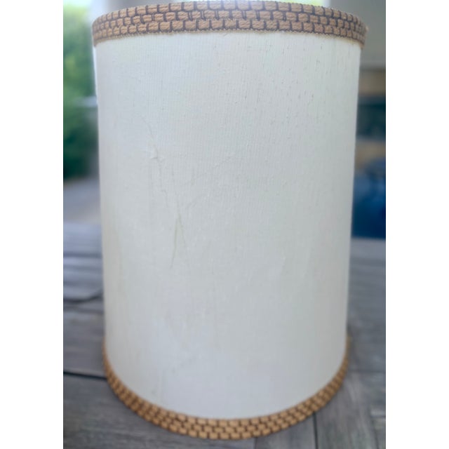 1970's Spanish Ceramic Trompe-l'Oeil Wicker Table Lamps With Matching Shades, a Pair For Sale - Image 9 of 16