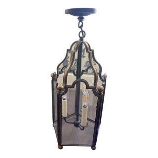 Paul Ferrante Iron Chandelier With Gold Leaf For Sale