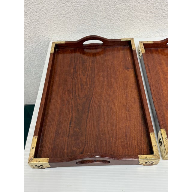 Mid 20th Century Brass + Rosewood Nesting Trays, Set of Three For Sale - Image 5 of 12