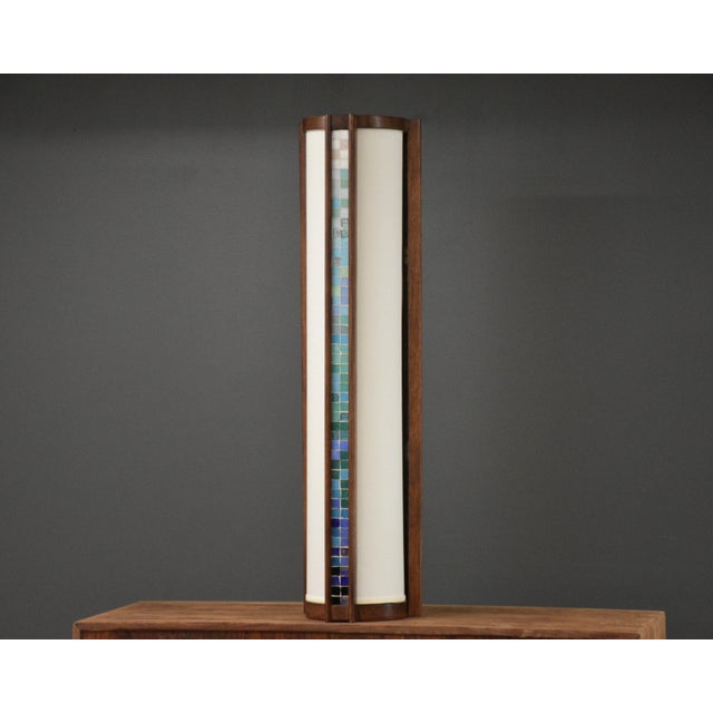 A mid century modern mosaic tile tall table lamp designed by John Keal for Modeline of California. Professionally...