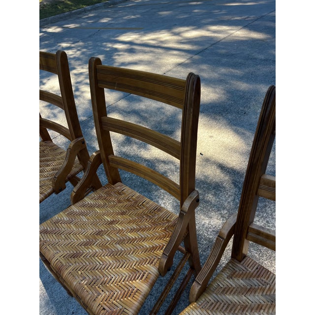1970s Collection of Short Wooden Ladder Back Chairs- Set of 3 For Sale - Image 10 of 11