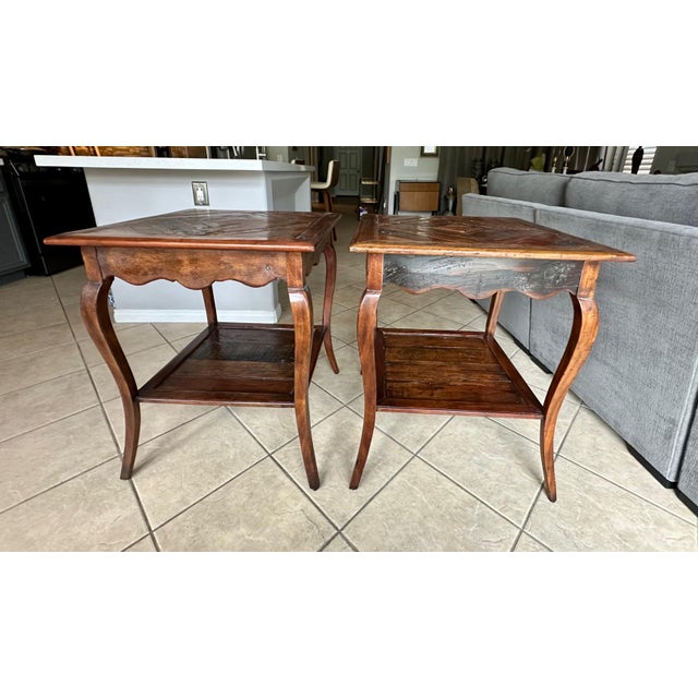 Pair Castle Bromwich Theodore Alexander Reclaimed Wood Side Tables For Sale - Image 11 of 18