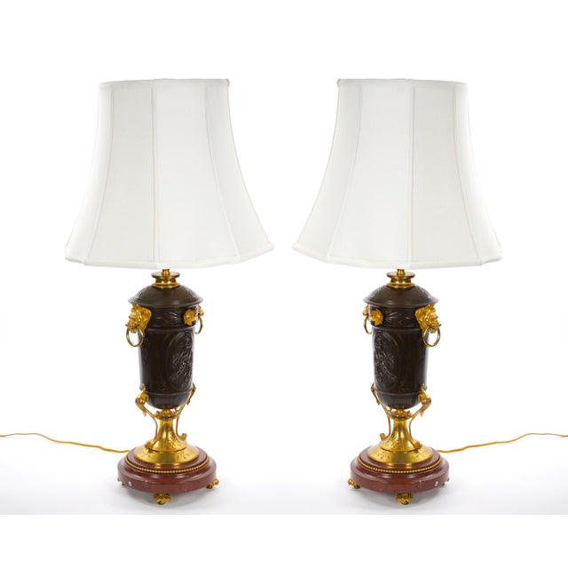 19th Century French Patinated and Gilt Bronze Urn Shape Table Lamps, Circa 1855 For Sale - Image 14 of 14