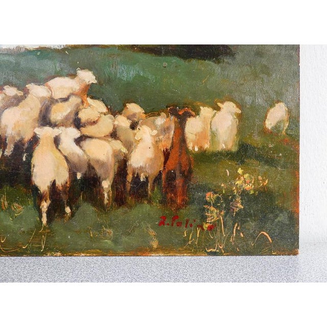 R. Salino, Flock at the Lake, Oil on Panel For Sale - Image 5 of 12