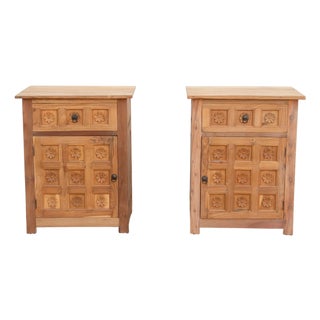 Set of 2, Haveli Lotus Flower Bedside Cabinets For Sale
