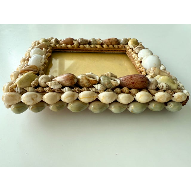 Vintage MCM Palm Beach Tony Duquette Style Handmade Seashell Wood Picture Frame For Sale - Image 11 of 12