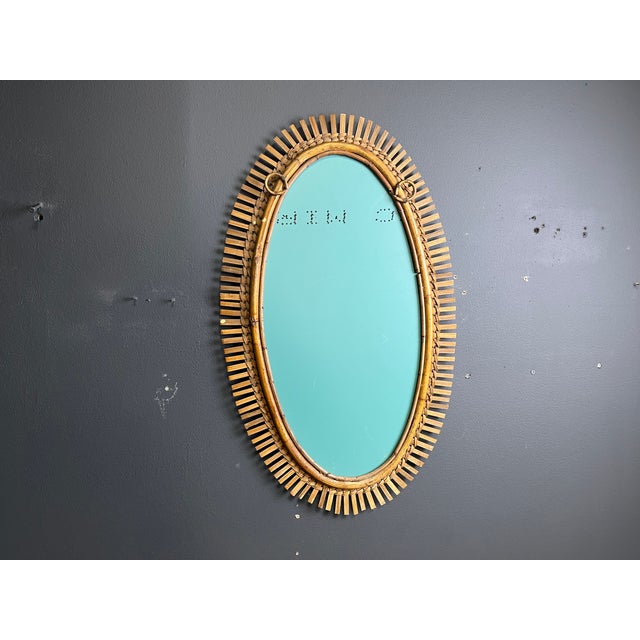 Beige Mid-Century Bamboo Mirror, 1960s For Sale - Image 8 of 9