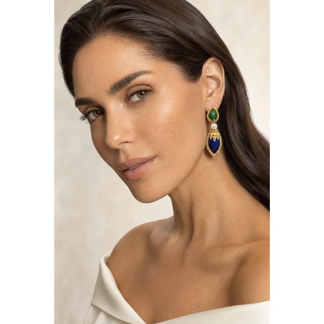 1970s Spritzer & Fuhrmann French Guilloché Enamel Diamond Earrings, Pair For Sale - Image 14 of 14