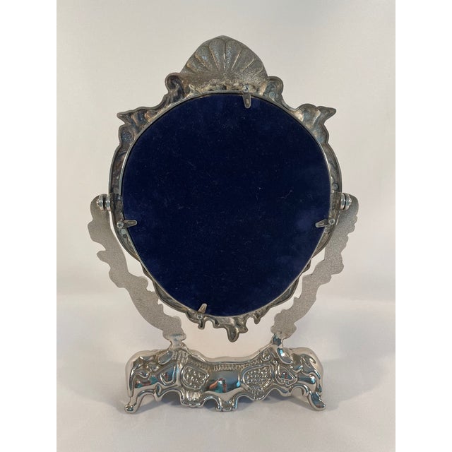 Vintage French Silverplated Tabletop Vanity Mirror For Sale - Image 10 of 12