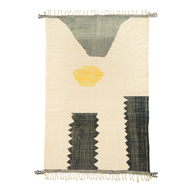 Flatweave Rug in Hand-Knotted Wool by Azele Studio For Sale