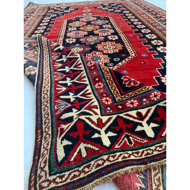 Red Antique Shahnazari Shirvan Caucasian Rug 3'9" X 6'4" Circa 1870 For Sale - Image 8 of 14