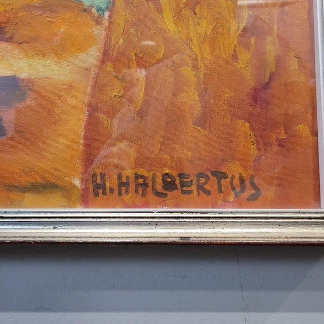 Blue H. Halbertus, Mediterranean Landscape, 1950s, Oil Painting on Canvas, Framed For Sale - Image 8 of 17