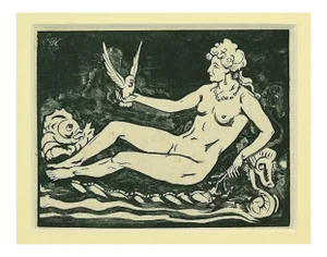Unknown, Amphitrite, Original Watercolor on China Paper, 1930s