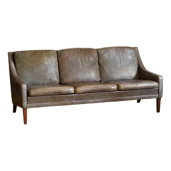 Mid-Century Leather Sofa, 1950s For Sale