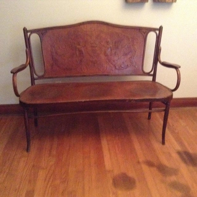 Antique Vienna Secession Bench by J & J Koln , Vienna Ca. 1900 For Sale - Image 4 of 6