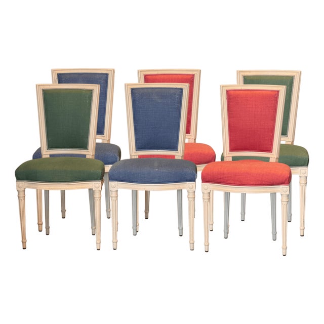 1950s Set of Six Directoire Style Dining Chairs For Sale