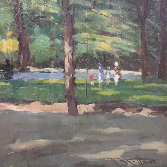 People in the Park, Oil Painting on Board, Early 20th Century, Framed For Sale - Image 10 of 11