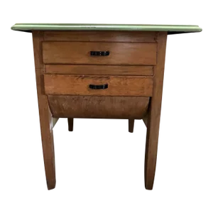 Antique 20th Century Cream & Green Possum Belly Table
