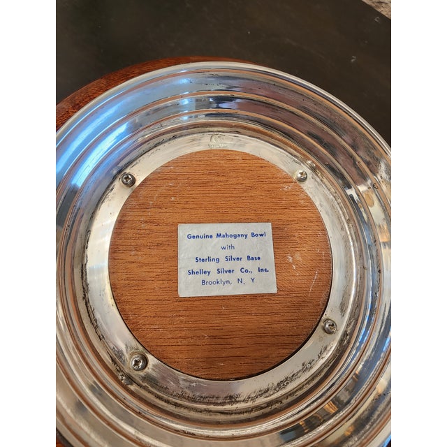 1960s Mid Century Modern Mahogany and Sterling Silver Bowl and Utensils For Sale - Image 4 of 7