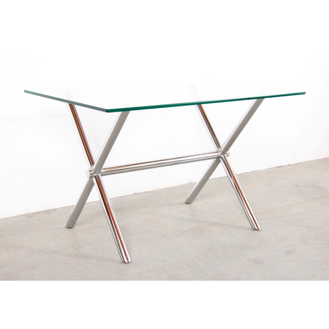 Mid Century Modern Chrome & Glass X Base Side / Occasional Table Chairish