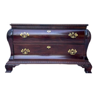 1990s Century Furniture Claridge Mahogany Bombe Style Dresser Hall Chest of Drawers For Sale