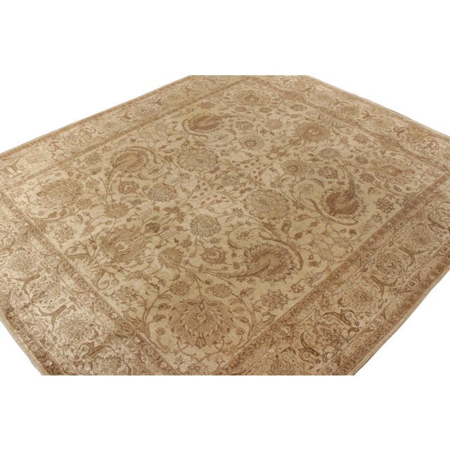 Traditional Antique Persian Tabriz Rug in an All Over Beige, Brown Floral Pattern For Sale - Image 3 of 7
