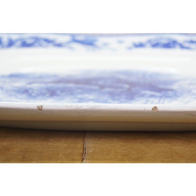 Royal Blue Antique Royal Cauldon Flow Blue Thanksgiving Turkey Meat Serving Platter 22" For Sale - Image 8 of 18