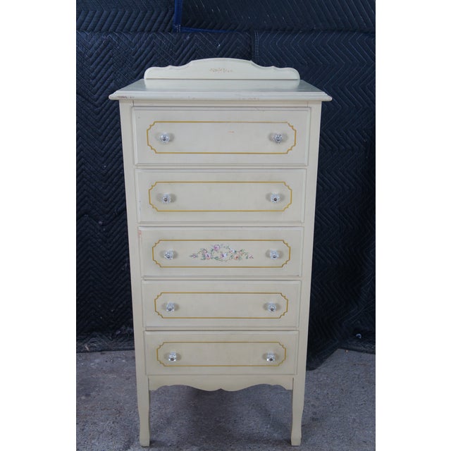 Mid 20th Century Vintage French Provincial White Painted Lingerie Chest Semainier Dresser Chic 45" For Sale - Image 5 of 12