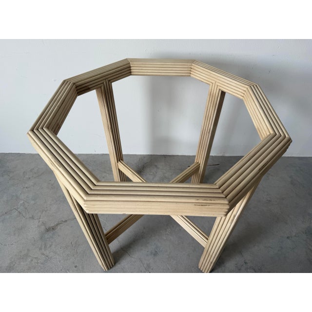 Vintage Faux Pencil Reed Carved Wood Octagonal Dining Table Base For Sale - Image 4 of 12