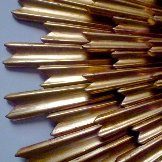 Gold Large Gilded Triple Layered Sunburst Mirror, Spain, 1950s For Sale - Image 8 of 13