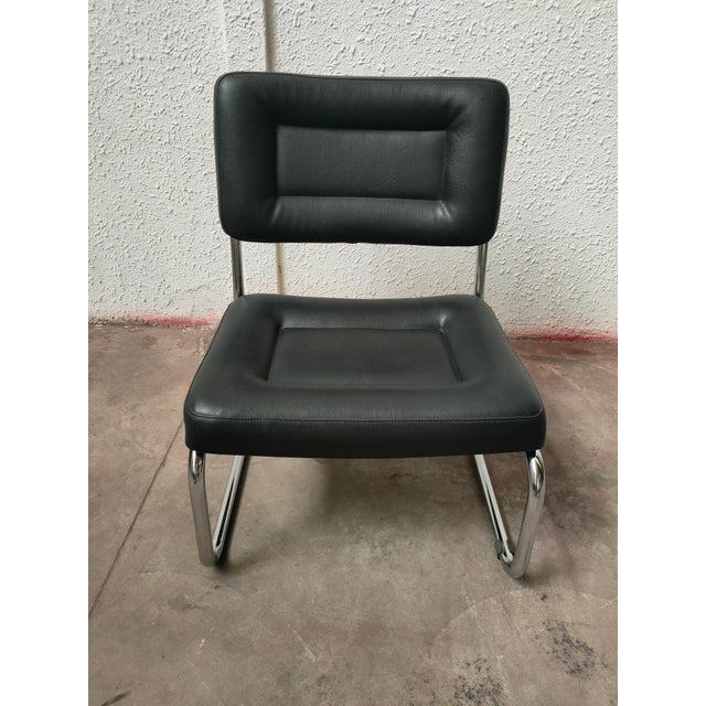 Mid-Century Leather Table & Chairs, Spain, 1980, Set of 5 For Sale - Image 4 of 12