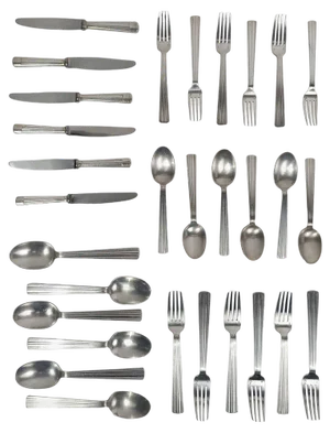 Art Deco Silver-Plated Flatware by Luc Lanel for Christofle, 1930s, Set of 32