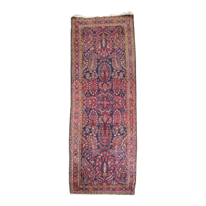 Antique Zabihi Collection Persian Sarouk Small Navy Runner