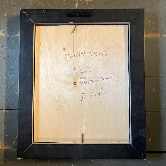 Contemporary Contemporary Original Stephen Heigh Realistic Painting “Ocean Rocks” Framed For Sale - Image 3 of 4