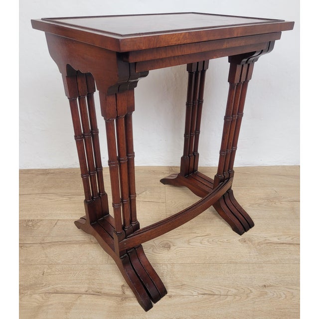 Brown Vintage Nesting Tables in Mahogany, 1950, Set of 3 For Sale - Image 8 of 18