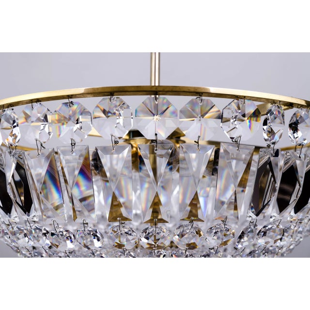 Viennese Brass and Crystal Hanging Lamp, 1960s For Sale - Image 6 of 18
