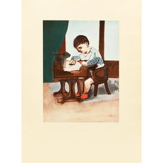 1960s After Pablo Picasso "Paul Drawing", Vintage Period Full-Color Print For Sale