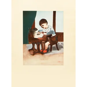 1960s After Pablo Picasso "Paul Drawing", Vintage Period Full-Color Print