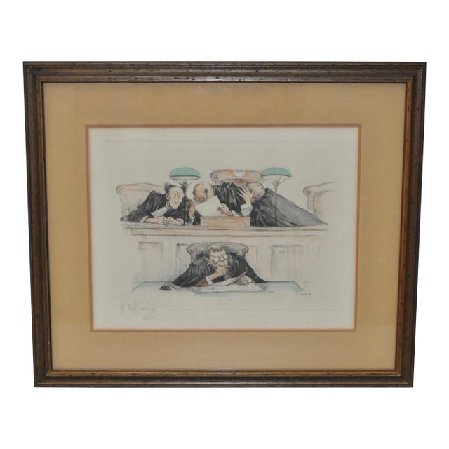 Gaston Hoffman Color Etching Pencil Signed c.1930s For Sale