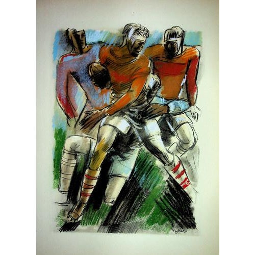 Milivoj Uzelac, Rugby: The Scrum, Original Lithograph For Sale - Image 5 of 5