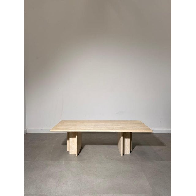 Travertine Coffee Table with Sculptural Base For Sale - Image 6 of 8