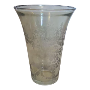 Vintage Mid 20th Century Etched Glass Small Vase