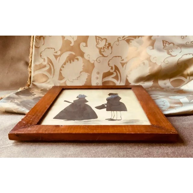 Antique 19th Century American Double Silhouette Portrait, Wood Frame For Sale - Image 6 of 11
