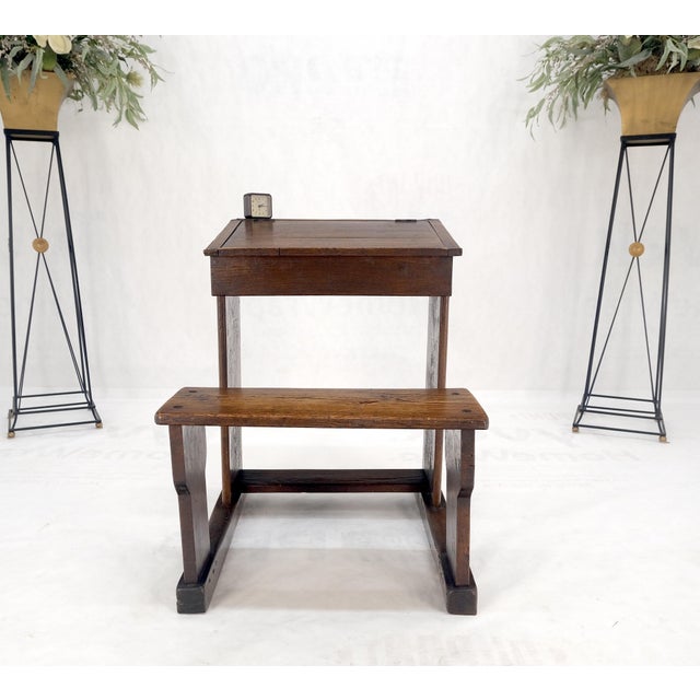 Primitive Antique Varnished Chestnut Lift Top Child Desk Secretary w/Bench NICE! For Sale - Image 17 of 17