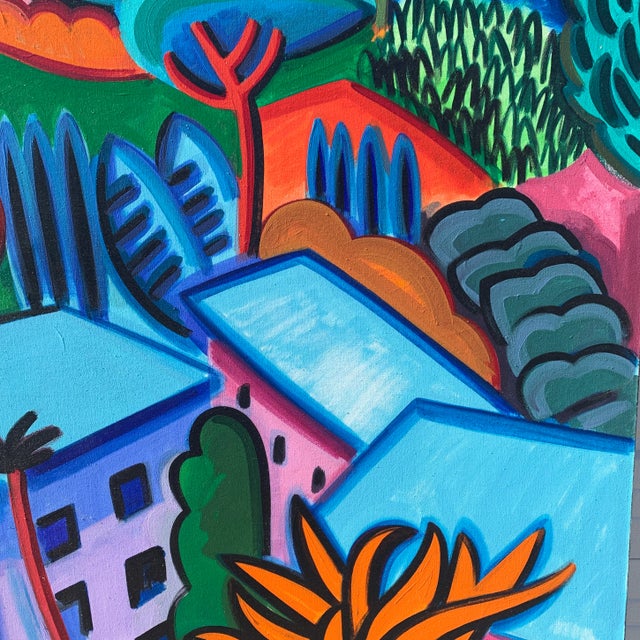 80x80 Mediterranean Coastal Village by Joan Steinman #2 For Sale - Image 4 of 9