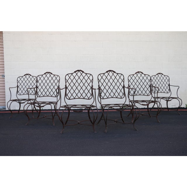 Gregorius Pineo Vintage Set of Six Gregorius Pineo Faux Bois Twig Iron Outdoor Armchairs — Los Angeles, Ca, Late 20th Century For Sale - Image 4 of 18